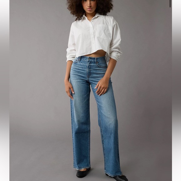 American Eagle Outfitters Denim - American Eagle jeans strigid curvy super high-waist baggy straight jean
